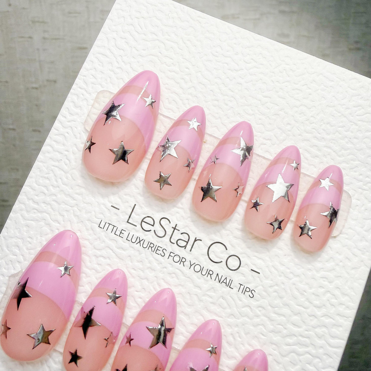 Timed Offer 4 For 3) Handmade Press On Pink Supernova Gel Nails