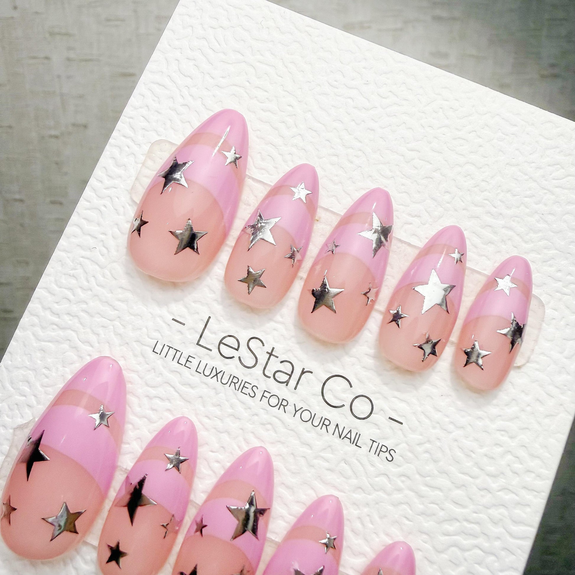 Timed Offer 4 For 3) Handmade Press On Pink Supernova Gel Nails