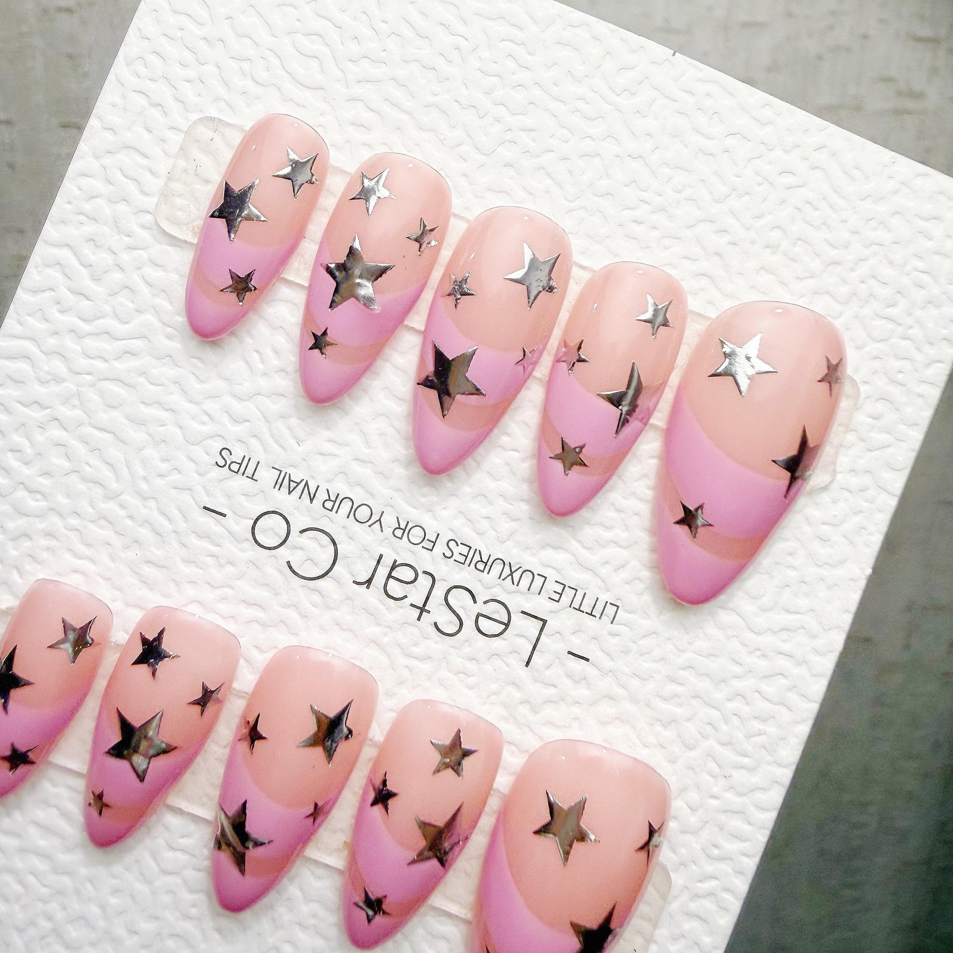 Timed Offer 4 For 3) Handmade Press On Pink Supernova Gel Nails