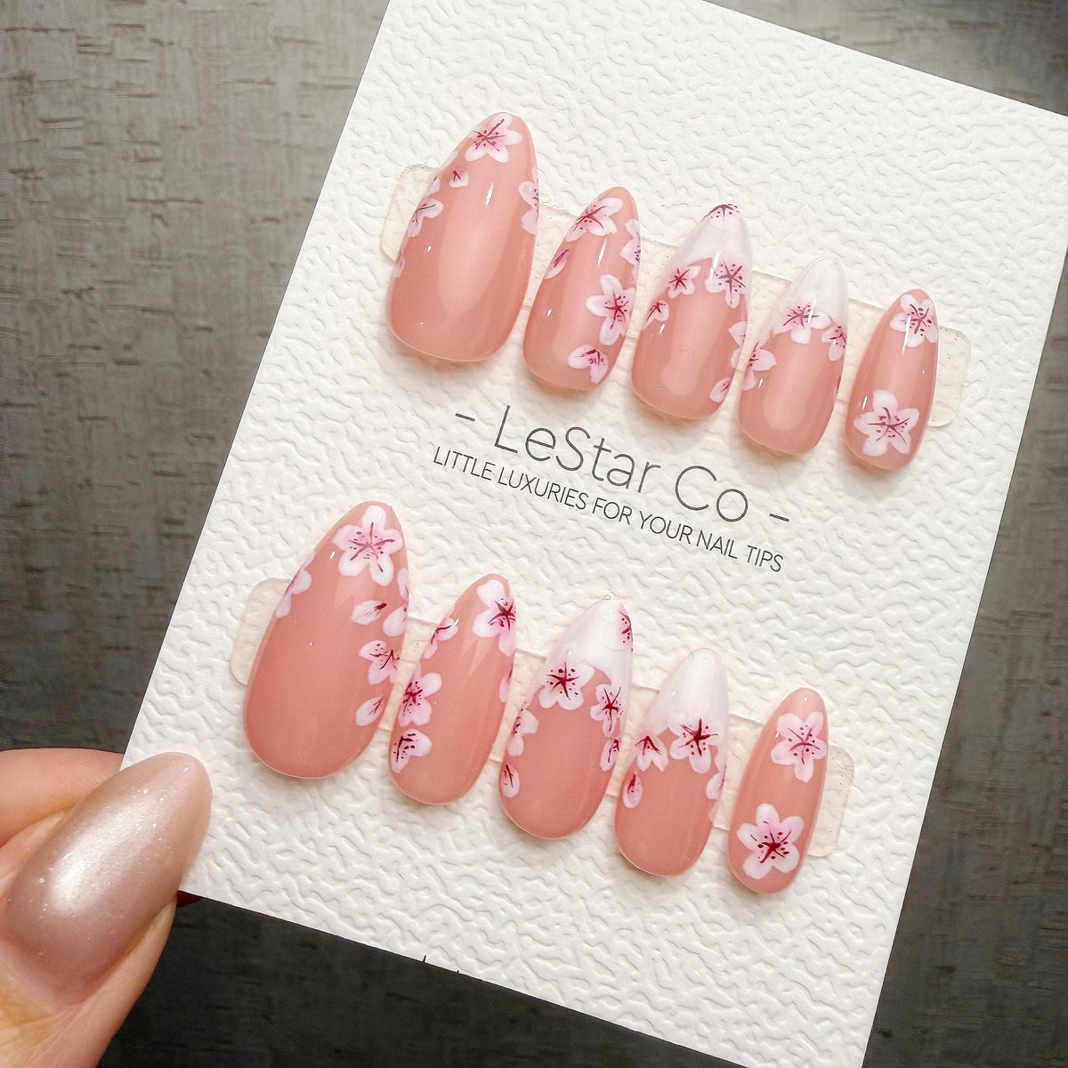 Timed Offer 4 For 3) Handmade Press On Sakura Season Gel Nails