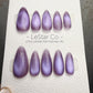 Handmade Violet Moon Cat Eye Gel Press On Nails – Reusable, Customizable Manicure