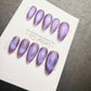 Handmade Violet Moon Cat Eye Gel Press On Nails – Reusable, Customizable Manicure