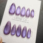 Handmade Violet Moon Cat Eye Gel Press On Nails – Reusable, Customizable Manicure