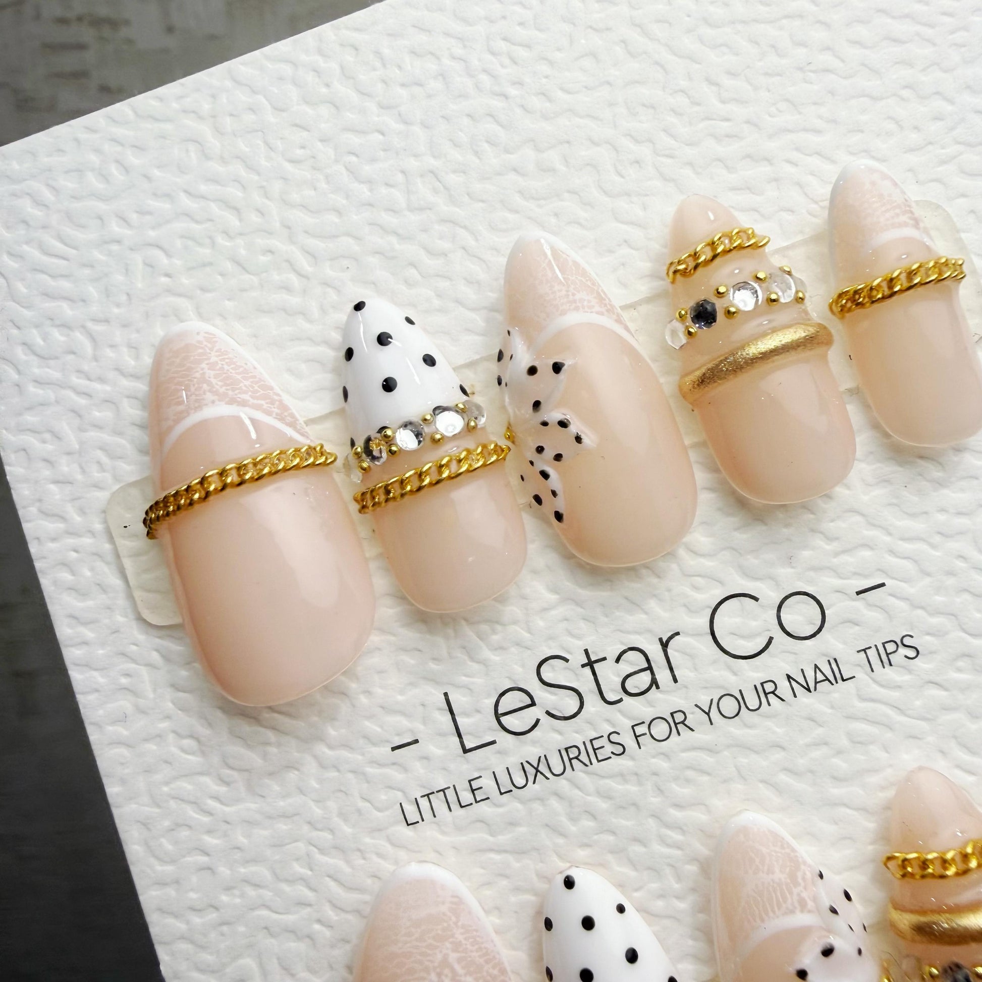 Timed Offer 4 For 3) Handmade Press On Parisian Bow Gel Acrylic Nails