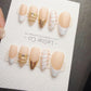 Timed Offer 4 For 3) Handmade Press On Golden Ivory Gel Acrylic Nails