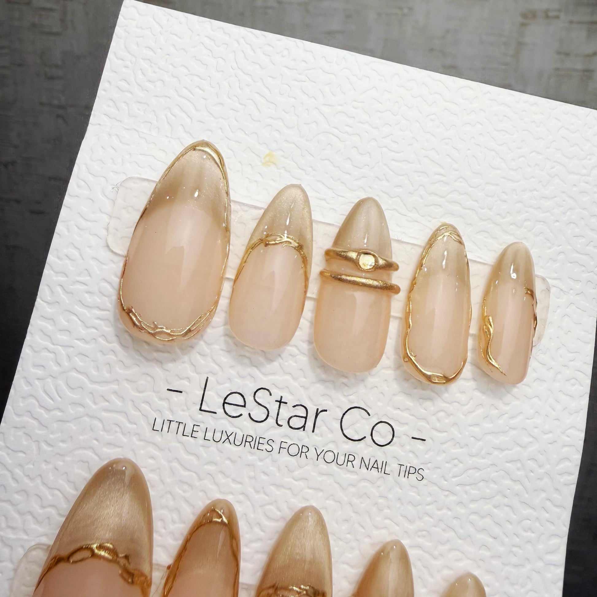 Timed Offer 4 For 3) Handmade Press On Champagne Veil Gel Acrylic Nails