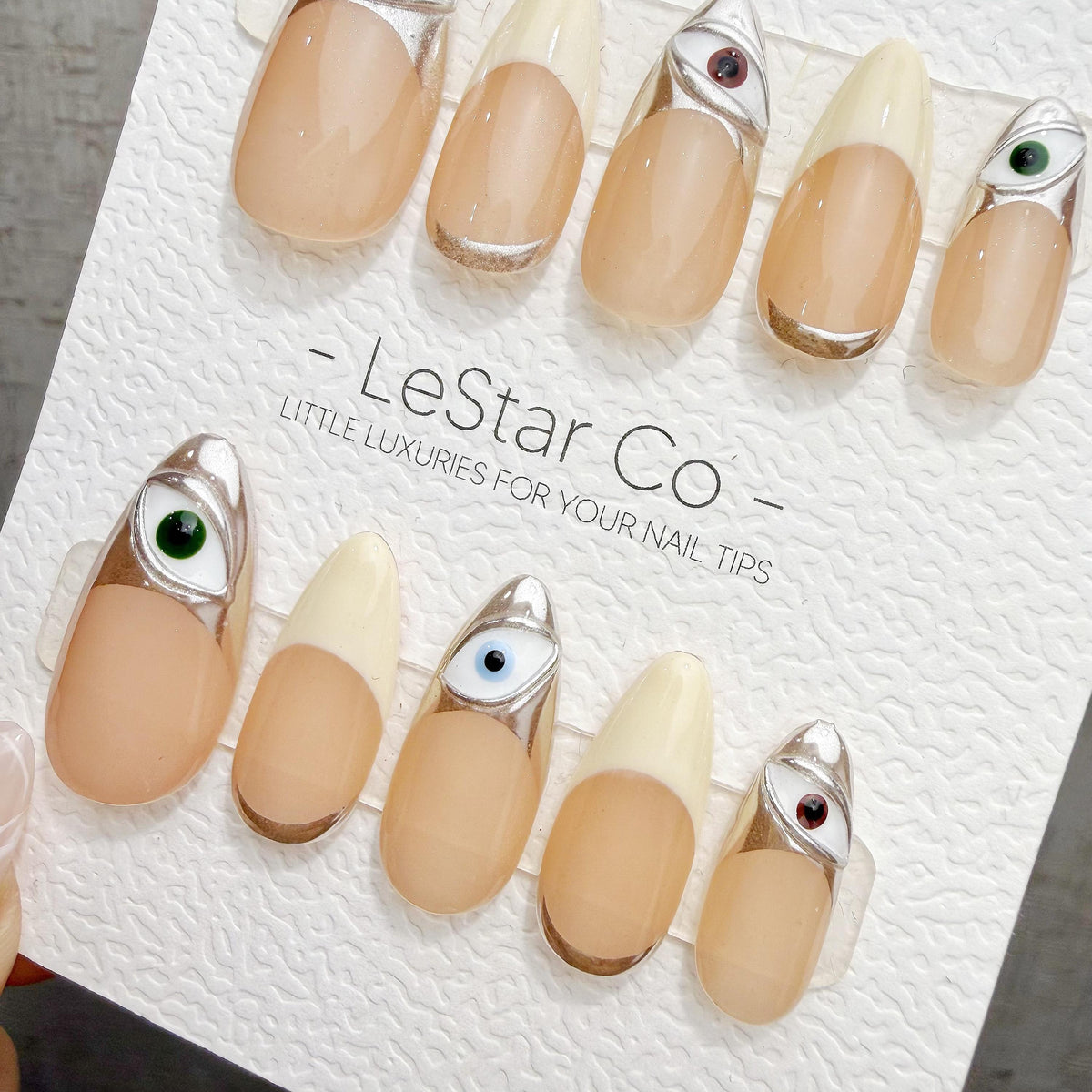 Timed Offer 4 For 3) Handmade Press On Mystic Eyes Gel Acrylic Nails