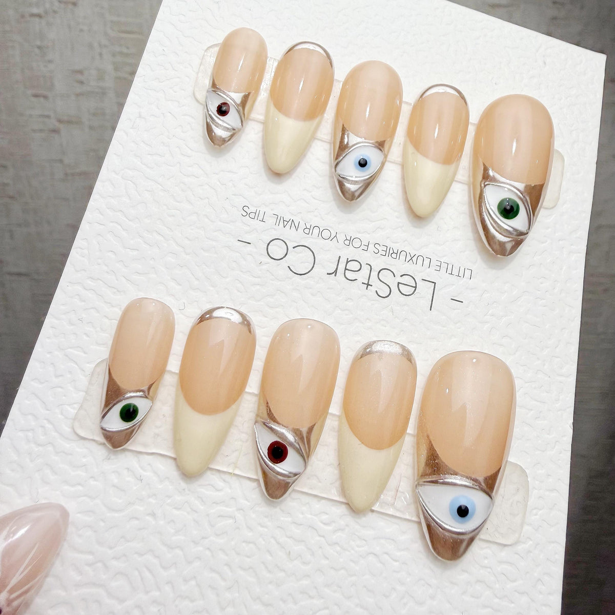 Timed Offer 4 For 3) Handmade Press On Mystic Eyes Gel Acrylic Nails
