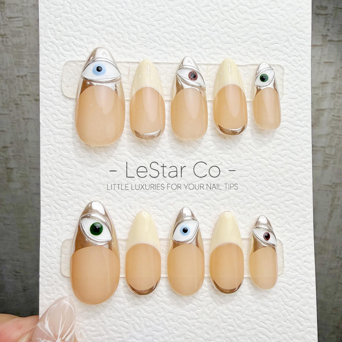 Timed Offer 4 For 3) Handmade Press On Mystic Eyes Gel Acrylic Nails