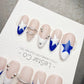Timed Offer 4 For 3) Handmade Press On Starlight Blue Gel Acrylic Nails