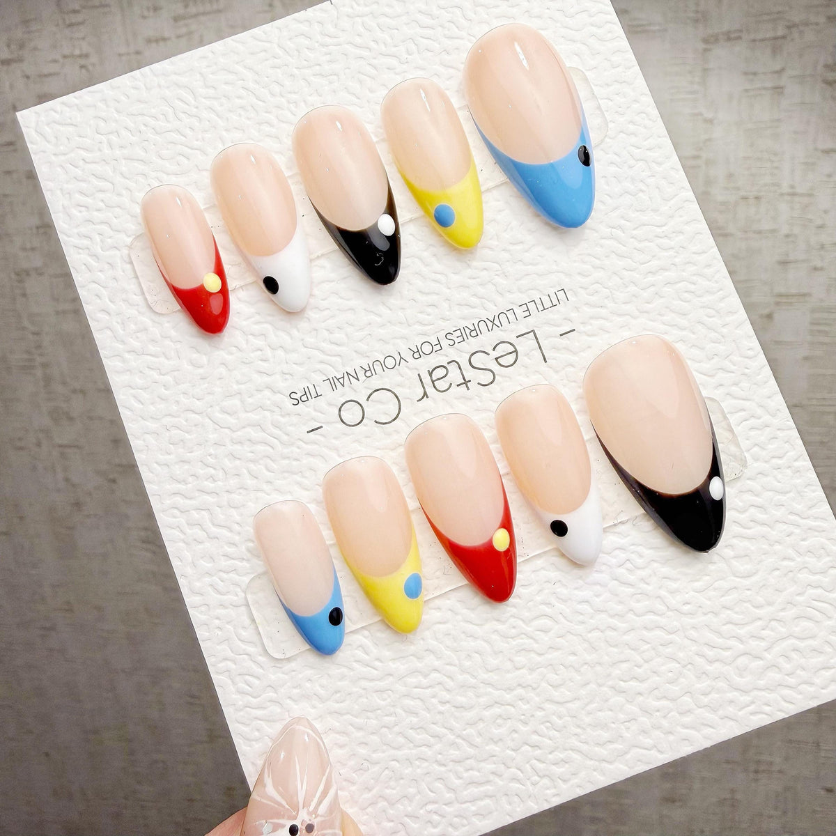 Timed Offer 4 For 3) Handmade Press On Happy Dots Gel Acrylic Nails