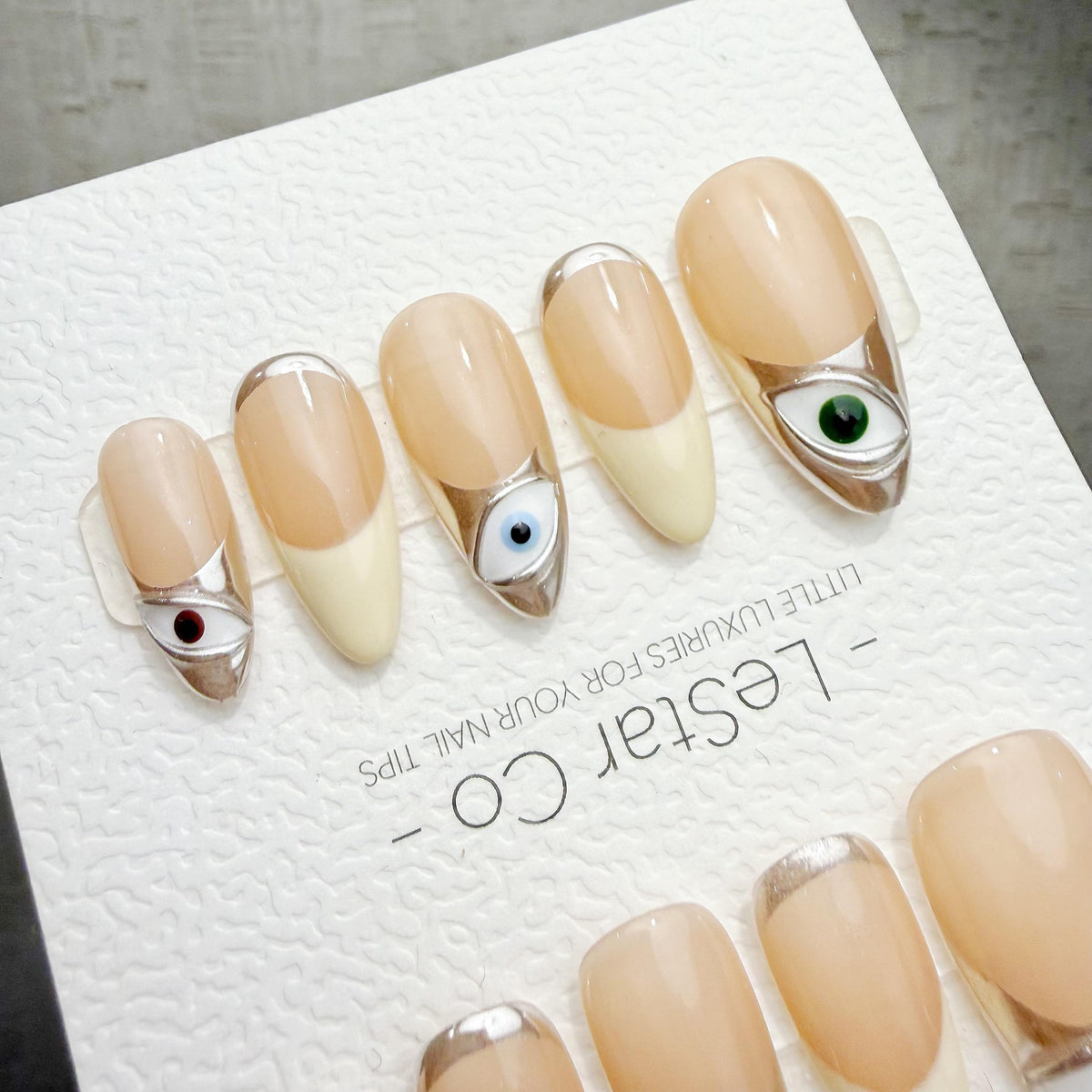 Timed Offer 4 For 3) Handmade Press On Mystic Eyes Gel Acrylic Nails