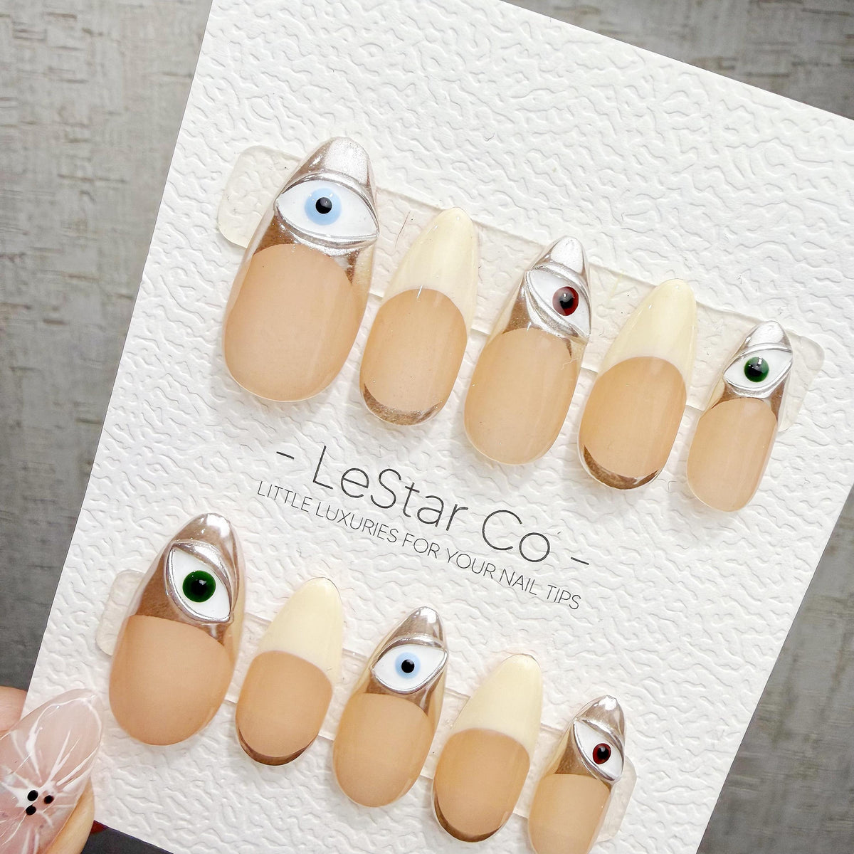 Timed Offer 4 For 3) Handmade Press On Mystic Eyes Gel Acrylic Nails