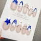 Timed Offer 4 For 3) Handmade Press On Starlight Blue Gel Acrylic Nails