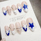 Timed Offer 4 For 3) Handmade Press On Starlight Blue Gel Acrylic Nails