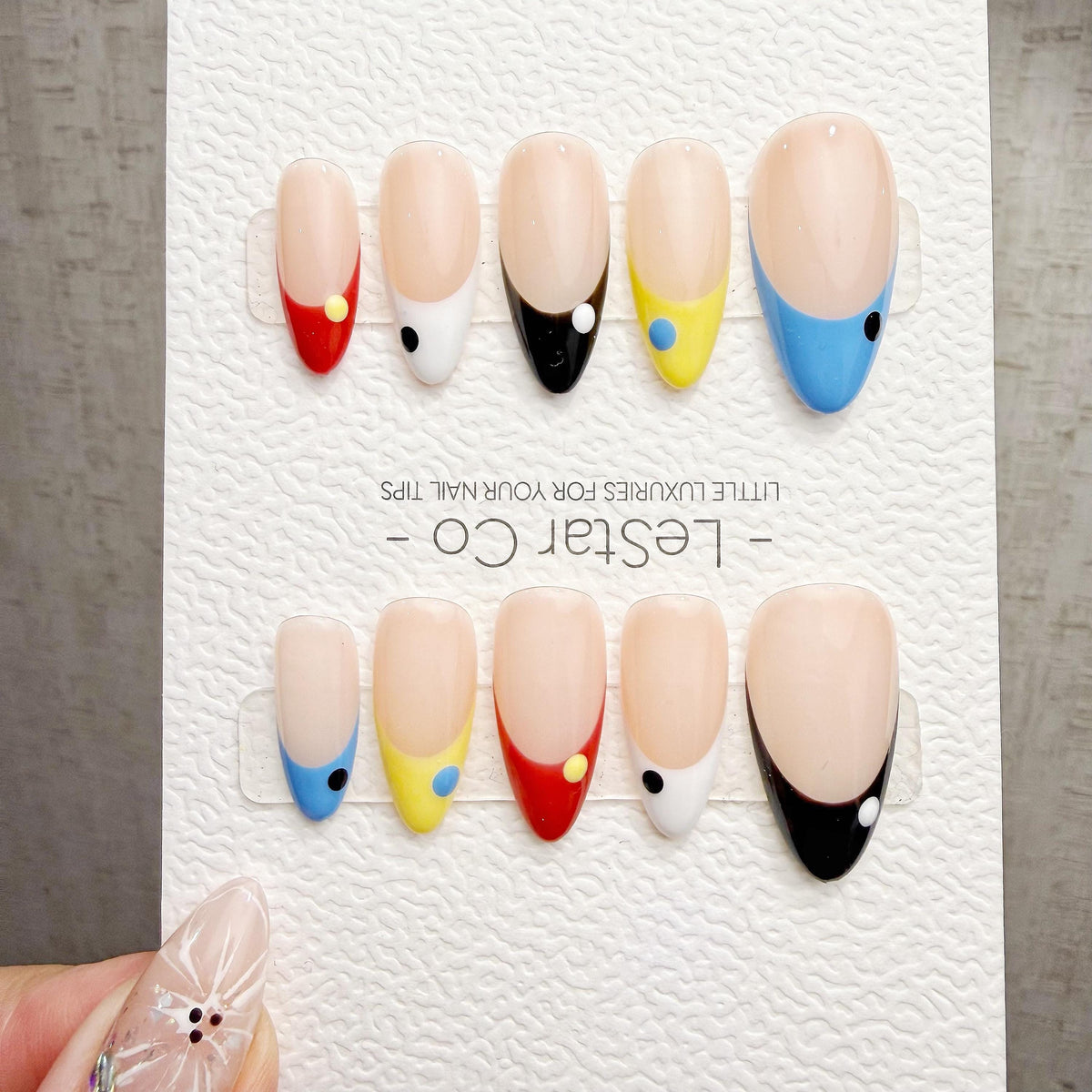 Timed Offer 4 For 3) Handmade Press On Happy Dots Gel Acrylic Nails