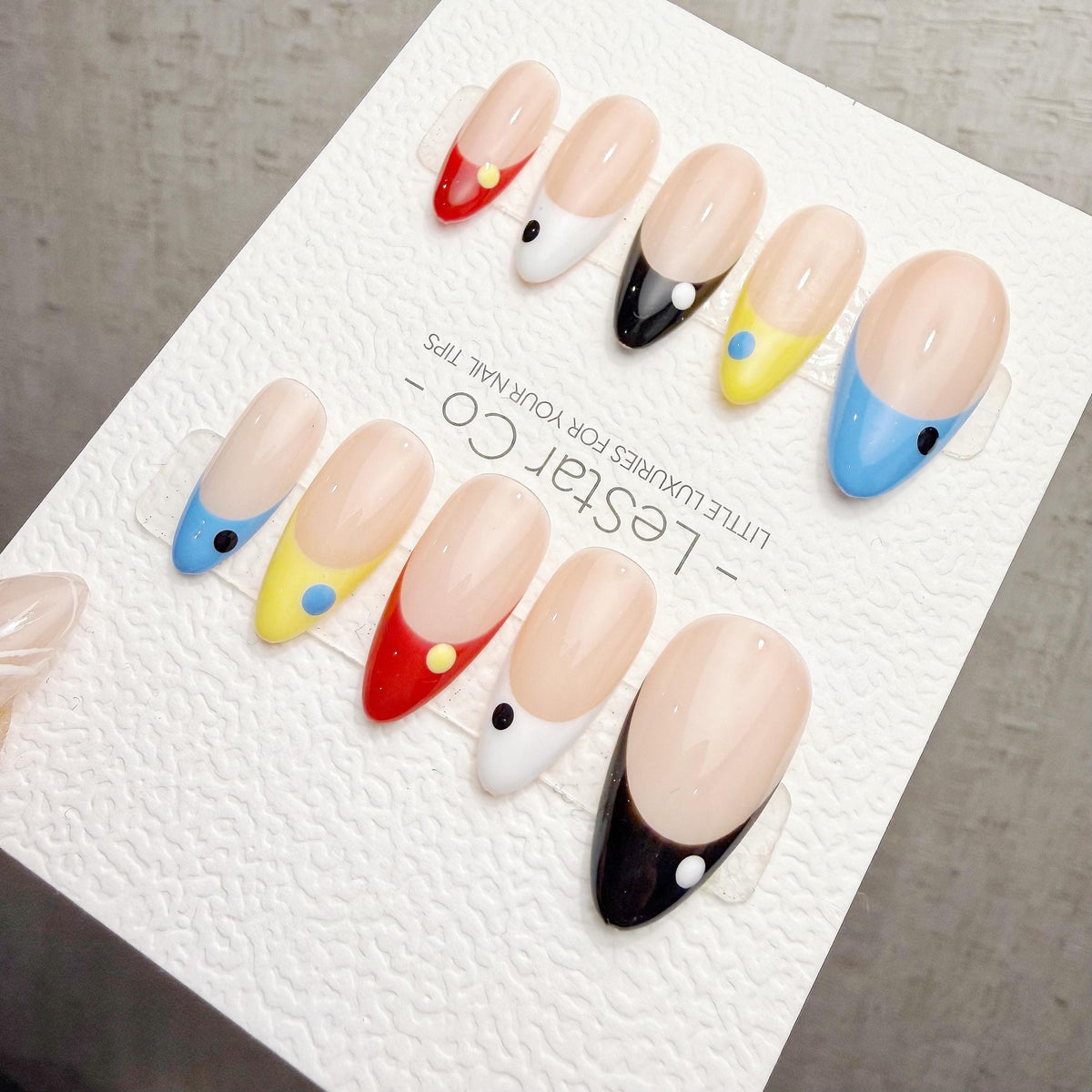 Timed Offer 4 For 3) Handmade Press On Happy Dots Gel Acrylic Nails