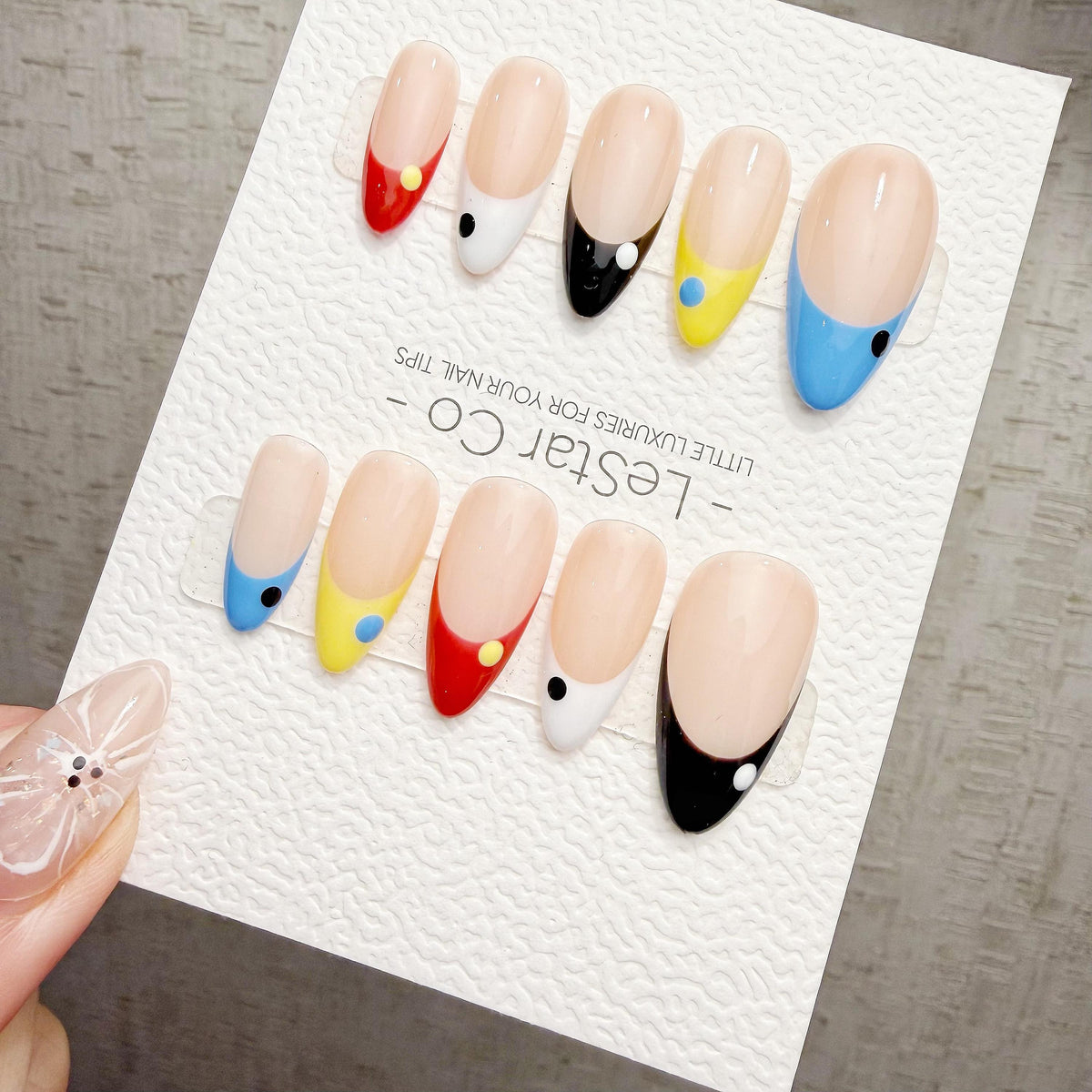 Timed Offer 4 For 3) Handmade Press On Happy Dots Gel Acrylic Nails