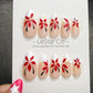 4 for 3 timed offer Scarlet Petal Muse Press On Nails, Red Flowers and Pearl Accents, White French Tips, Almond