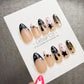 4 for 3 timed offer Midnight Hop Press On Nails, Black and Pink French Tips, Bunny Art and Silver Stars, Almond