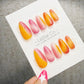 4 for 3 timed offer Citrus Reverie Press On Nails, Orange Yellow and Pink Watercolor Ombre, Almond