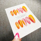 4 for 3 timed offer Citrus Reverie Press On Nails, Orange Yellow and Pink Watercolor Ombre, Almond