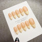 4 for 3 timed offer Buttercream Muse Press On Nails, Pale Yellow French Tips, Peach Nude Base, Glossy Almond