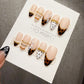 4 for 3 timed offer Tortoise Butterfly Bijou Press On Nails, Tortoiseshell French Tips, Butterfly and Gold Accents
