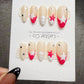 4 for 3 timed offer Pink Stardust Pop Press On Nails, Hot Pink and White French Tips, Stars and Rhinestones, Almond