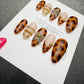 4 for 3 timed offer Amber Petal Reverie Press On Nails, Tortoiseshell and Nude Almond, 3D Flower and Gold Accents
