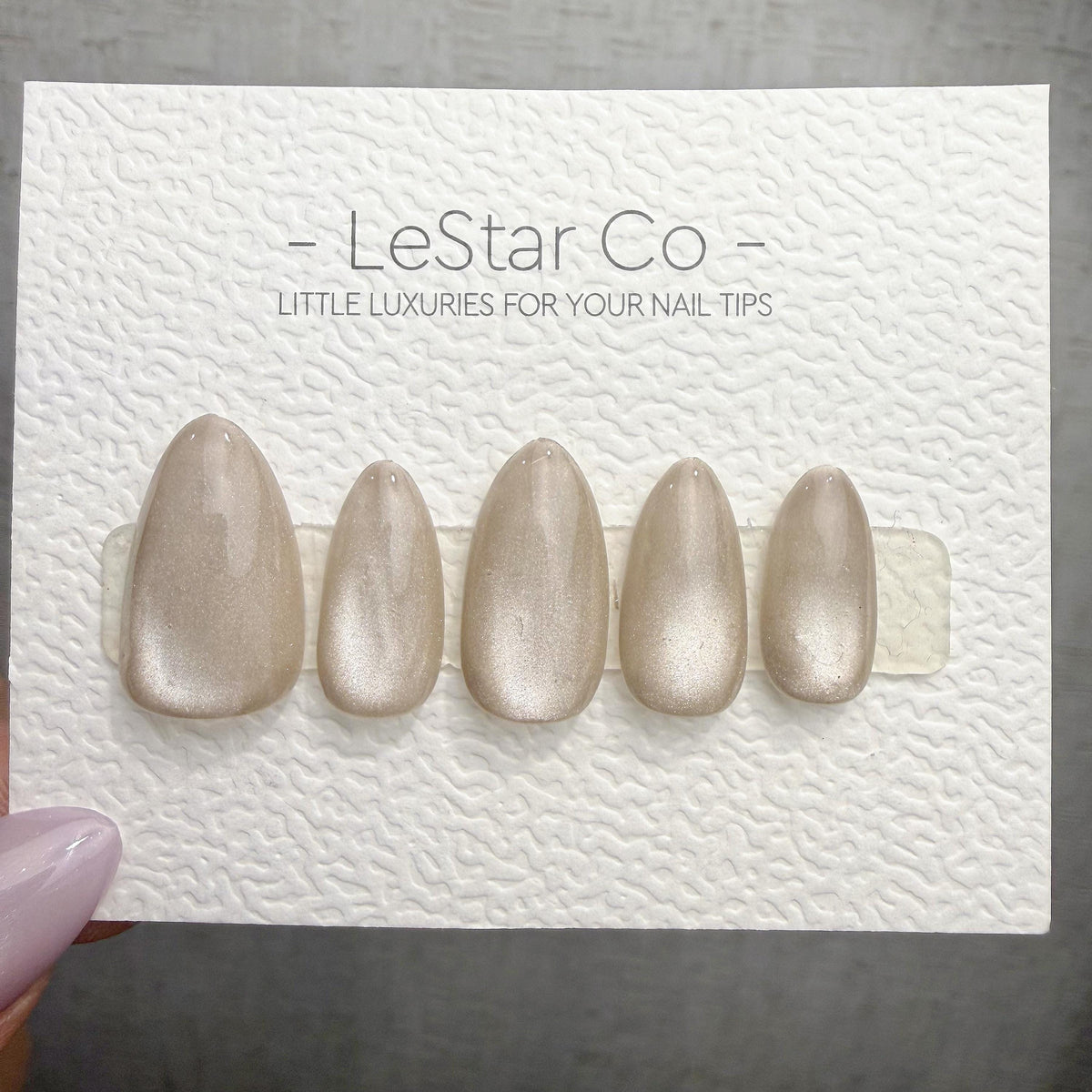 4 for 3 timed offer Champagne Haze Press On Nails, Champagne Taupe Shimmer