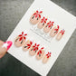 4 for 3 timed offer Scarlet Petal Muse Press On Nails, Red Flowers and Pearl Accents, White French Tips, Almond