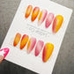 4 for 3 timed offer Citrus Reverie Press On Nails, Orange Yellow and Pink Watercolor Ombre, Almond