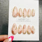4 for 3 timed offer Gilded Petal Waltz Press On Nails, Pink Flowers and Gold Chrome Leaves, Nude Almond