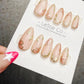 4 for 3 timed offer Gilded Petal Waltz Press On Nails, Pink Flowers and Gold Chrome Leaves, Nude Almond