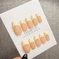 4 for 3 timed offer Buttercream Muse Press On Nails, Pale Yellow French Tips, Peach Nude Base, Glossy Almond