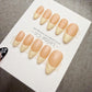 4 for 3 timed offer Buttercream Muse Press On Nails, Pale Yellow French Tips, Peach Nude Base, Glossy Almond