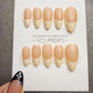 4 for 3 timed offer Buttercream Muse Press On Nails, Pale Yellow French Tips, Peach Nude Base, Glossy Almond