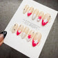 4 for 3 timed offer Pink Stardust Pop Press On Nails, Hot Pink and White French Tips, Stars and Rhinestones, Almond