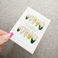 4 for 3 timed offer Olive Blossom Gleam Press On Nails, Green French Tips and Olive Cat Eye, Flower and Glitter, Almond