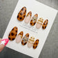 4 for 3 timed offer Amber Petal Reverie Press On Nails, Tortoiseshell and Nude Almond, 3D Flower and Gold Accents