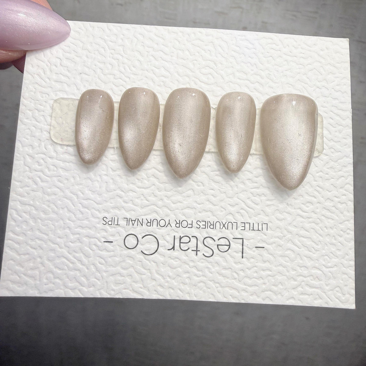 4 for 3 timed offer Champagne Haze Press On Nails, Champagne Taupe Shimmer