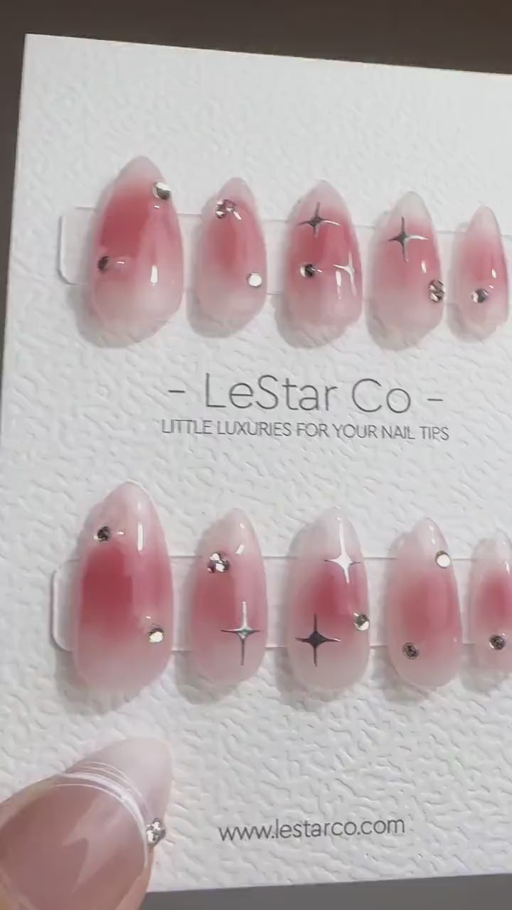Reusable Starry Blush | Premium Press on Nails Gel Manicure | Fake Nails | Handmade Gel Nail Artist faux nails ML432