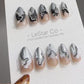 Reusable Silver Serenity | Premium Press on Nails Gel | Fake Nails | Cute Fun Colorful Gel Nail Artist faux nails QN465