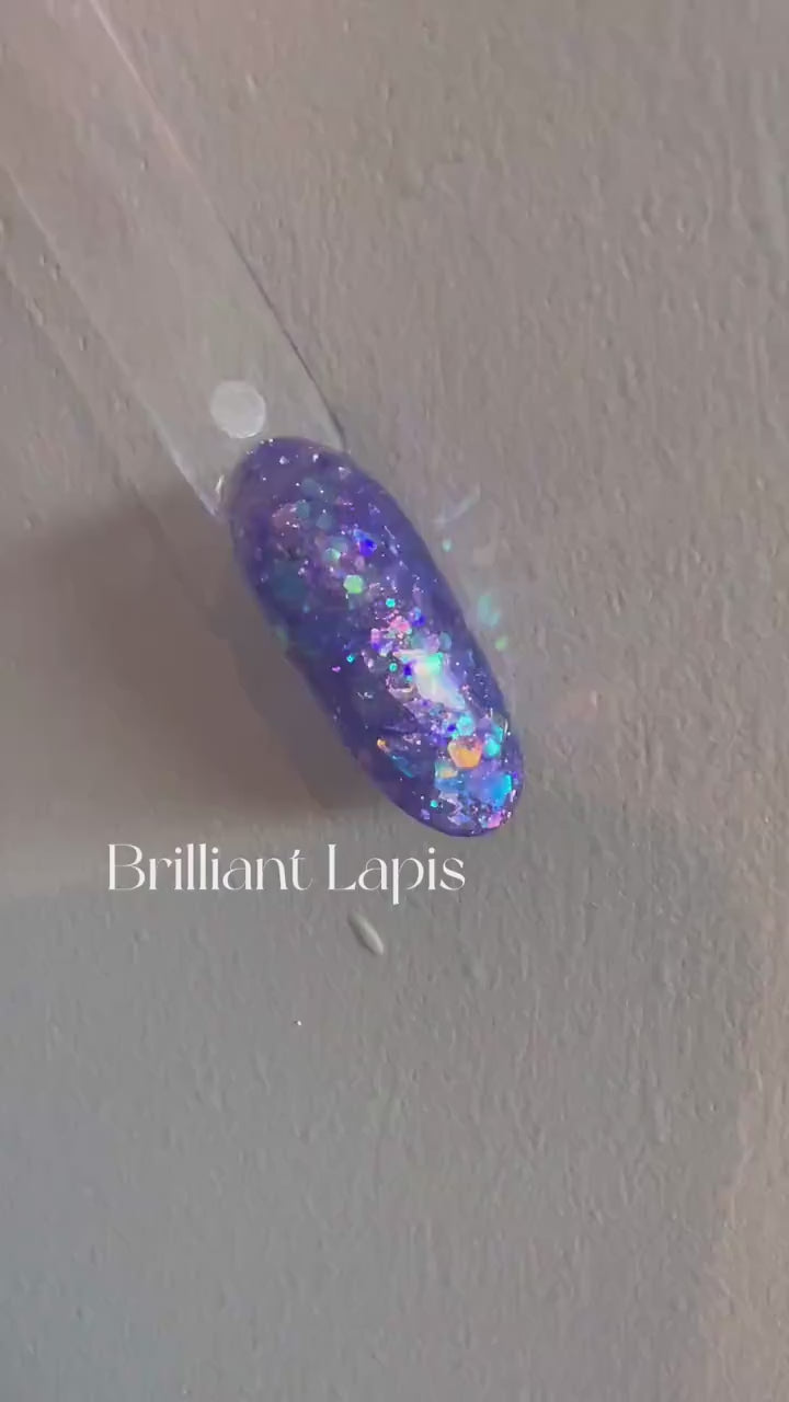 Brilliant Lapis Gel Polish | Sheer Blue w/ Multi Size Chunky Glitter | Ultra Shine Home Nail DIY  Manicure Nail Art Supply By LUMIQO