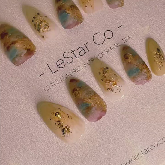 Reusable In My Dream Nails Premium Short Press on Nails Gel Manicure | Fake Nails | Handmade | Lestarco faux nails TT231