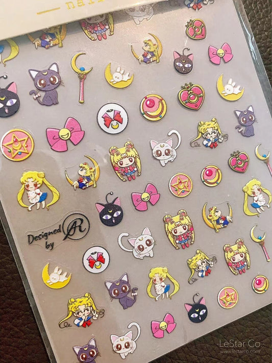 Sailor Moon Nail Art Stickers | Sailor Moon Scouts Nail Accessories | Self Adhesive Nail Decals | Chibi Moon Luna Sailor Mars Venus