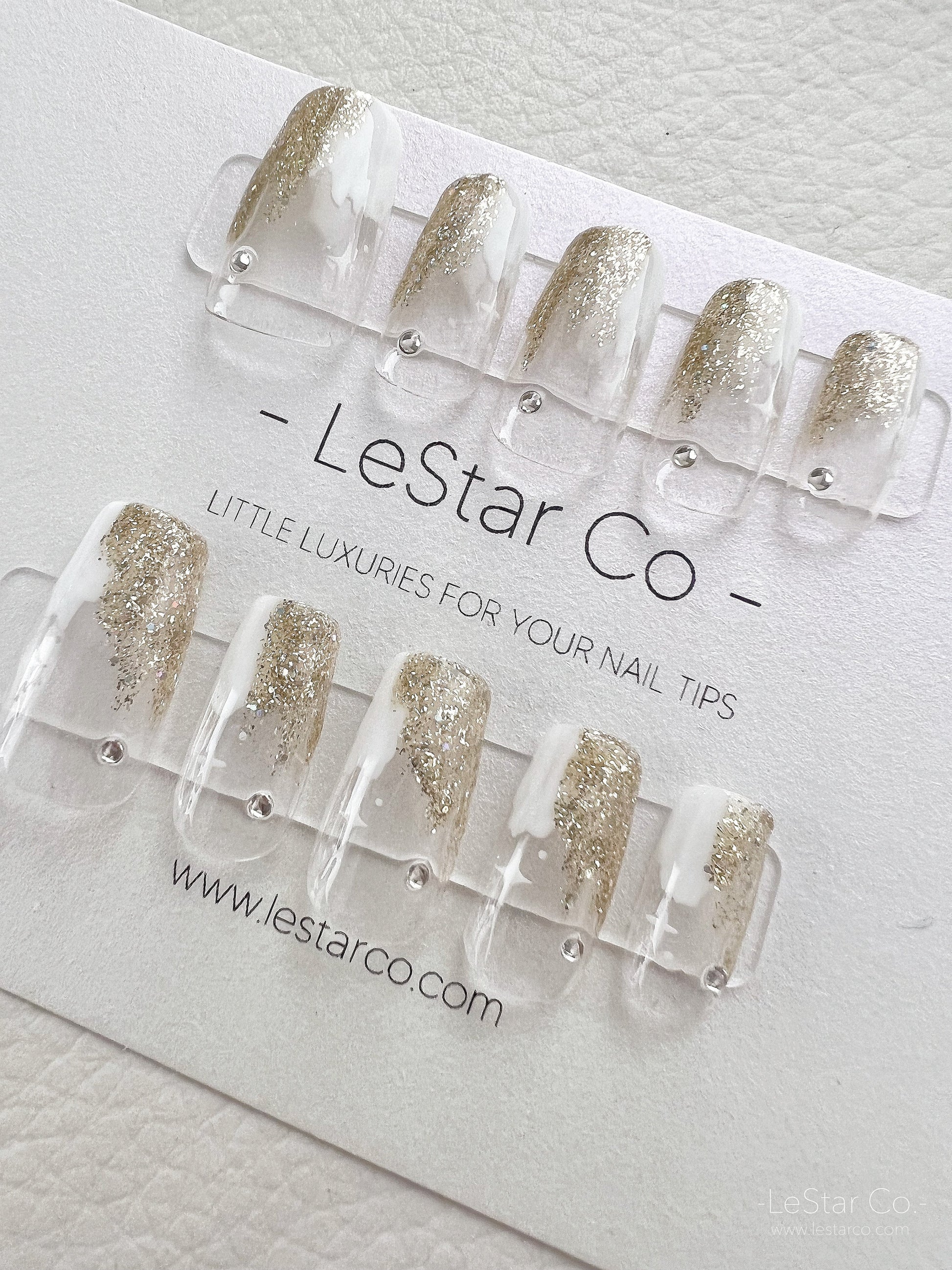 Reusable Gold Star | Premium Press on Nails Gel Manicure | Fake Nails | Handmade | Lestarco faux nails 129zz