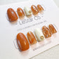 Reusable Autumn Leaves Premium Press on Nails Gel Manicure | Fake Nails | Handmade | Lestarco faux nails XWZ100