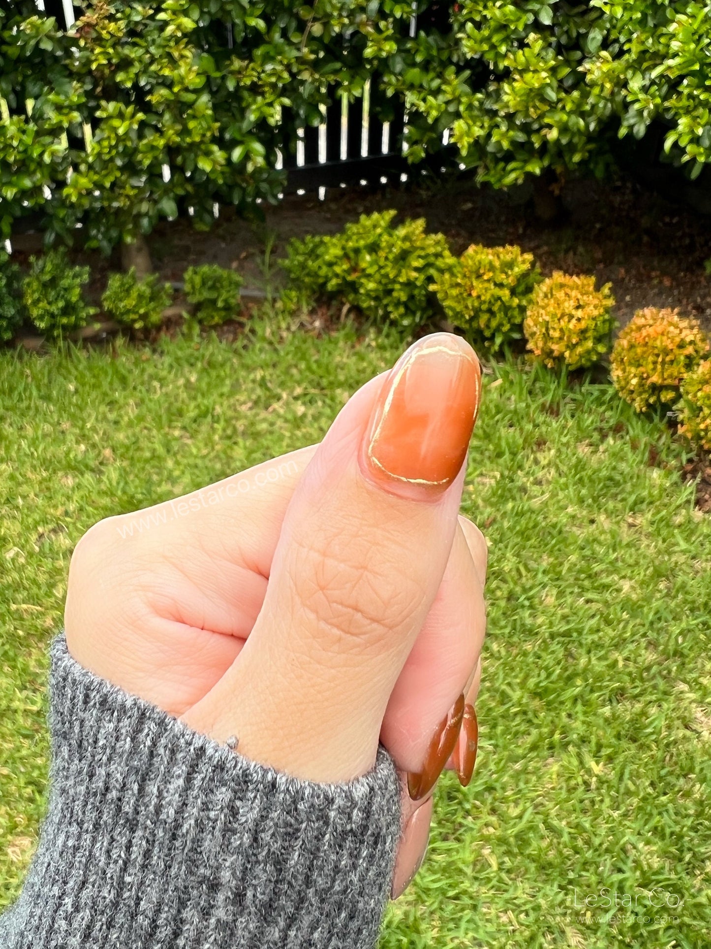 Reusable Orange Gold Nails Premium Press on Nails Gel Manicure | Fake Nails | Handmade | Lestarco faux nails XWZ112